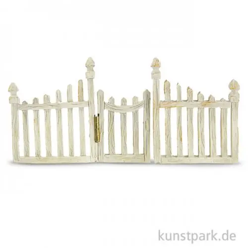 Miniatur Holzzaun mit Tür - Weiß, 7x15,5 cm Kracherpreis