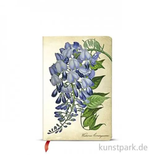 PAPERBLANKS Notizbuch - Botanikmalerei Glyzinie, 95 x 140 mm, Blanko Schnäppchen