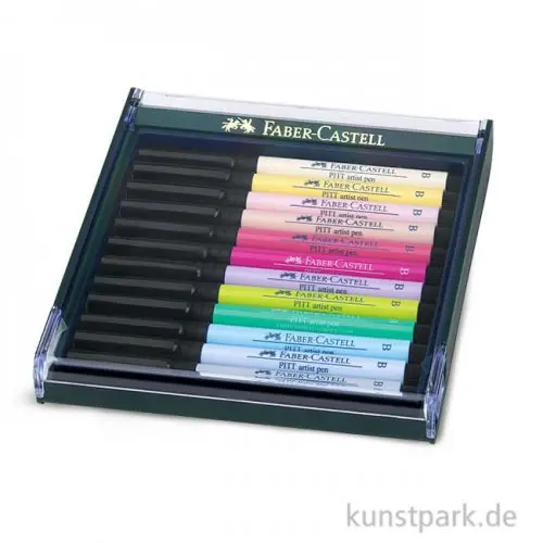 Faber-Castell PITT Artist Pen Brush - 12 Tuschestifte, Pastell Geld-Zurück-Garantie