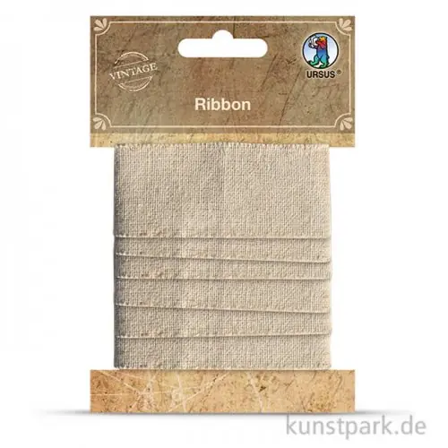 Vintage Stoffband - Natur dunkel, 3 cm x 1 m Sichere Zahlung