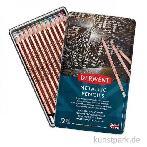 Derwent METALLIC - 12 Farbstifte im Metalletui Geprüft