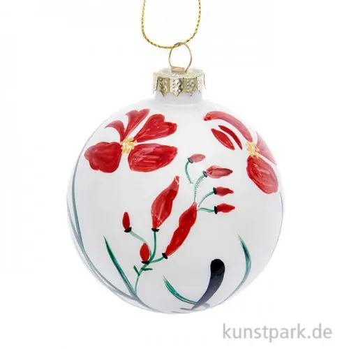 Direkt Vom Hersteller Glaskugel - Baumschmuck mit Blumen, handbemalt, 8 cm