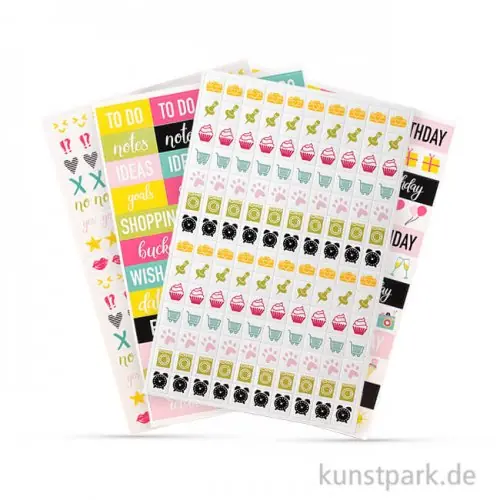 Versand Am Gleichen Tag My Planner - Sticker Worte und Icons - Happy, 4 Blatt sortiert