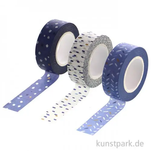Neu Im Sortiment FILOFAX Washi Tape Set - Indigo, 3 Stück, je 5m