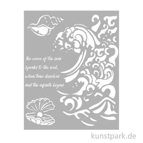 Wochenendangebot Stamperia Schablone - Silent Sea Wave and Shell, 20 x 25 cm