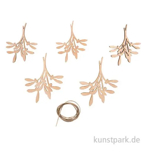 Jetzt Kaufen Holz Deko Mistelzweige, Natur, 8,3-10,3 cm, 5 Stück + Kordel