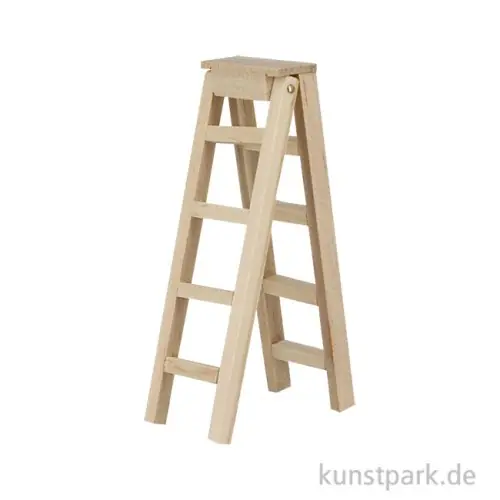 Preisreduziert Miniatur Stehleiter mit 4 Stufen, Naturholz, 3 x 1 x 10 cm