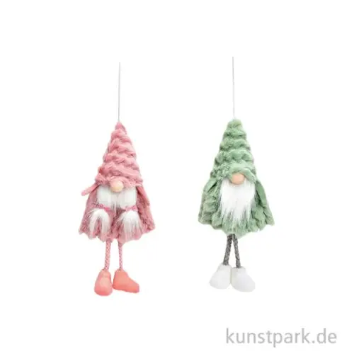 Hänger Wichtel aus Textil, Grün / Pink, Sortiert, 9 x 20 x 4 cm Expressversand