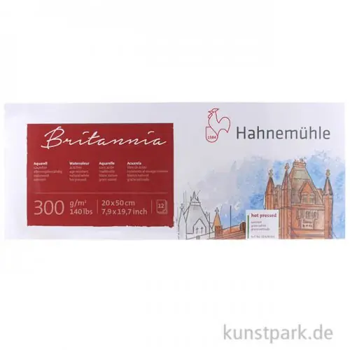 Preisreduziert Hahnemühle BRITANNIA Panorama 300g, 12 Blatt, 20 x 50 cm, satiniert