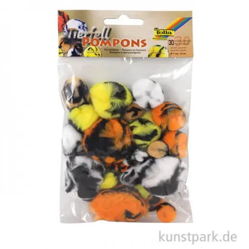 Pompons Tierfell Mix, 30 Stück - sortiert Zertifiziert