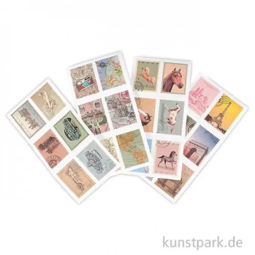 Angebot Briefmarken-Sticker - Vintage, 72 Stück
