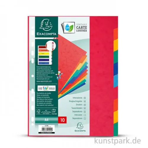Im Trend Register aus Manilakarton, DIN A4, 225g, 10 Stück farbig sortiert