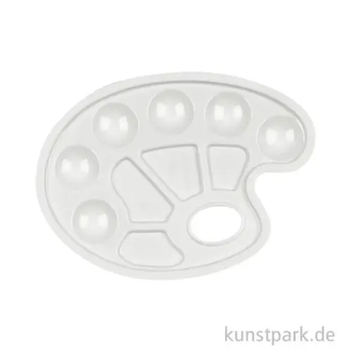 Mischpalette aus Kunststoff, Oval mit Griffloch, 10 Mischmulden Im Trend