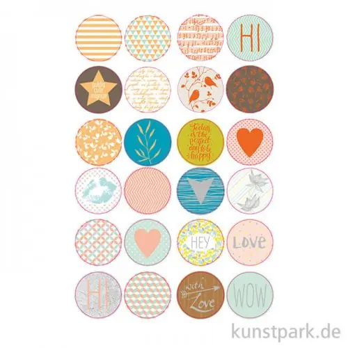 Garantierte Lieferung Sticker rund - Hotfoil, selbstkebend, 24 Stück sortiert