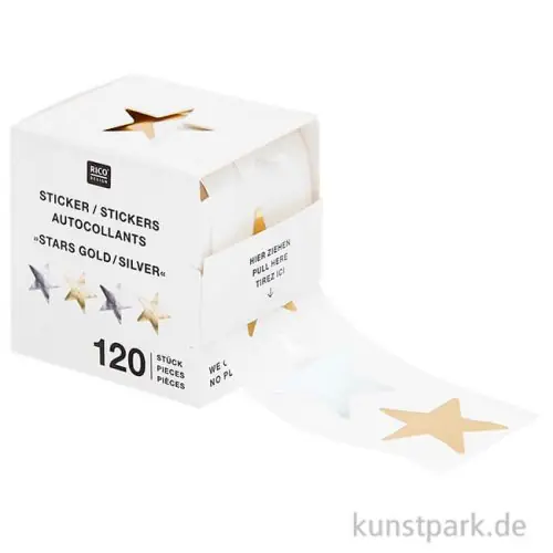 Neuheit Sticker - Sterne, Gold-Silber, Hot Foil, 120 Aufkleber