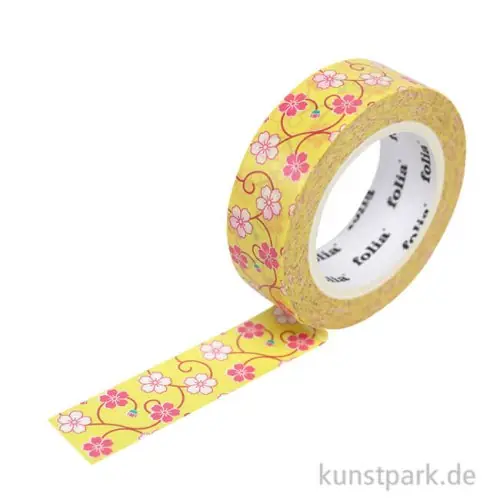 Solange Der Vorrat Reicht Washi-Tape Blütenranke Grün, 15 mm, 10 m Rolle