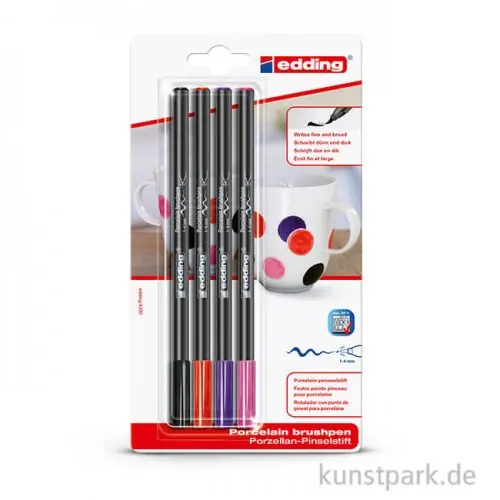 edding 4200 Porcelain Brushpen 4er Set - Warm Colours Neue Ware