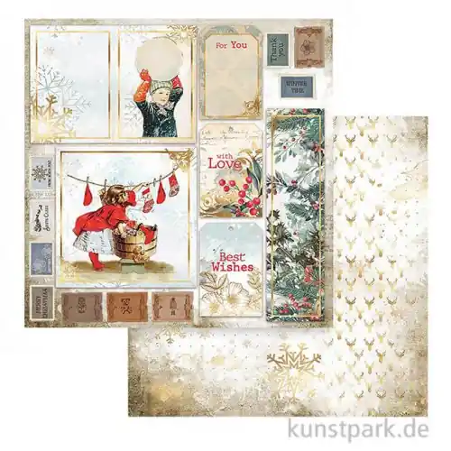 Stamperia Scrappapier - Romantic Christmas Cards, 30,5x30,5 cm Rabatt