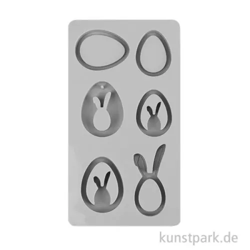 Silikon Gießform - Eier + Hasen Anhänger, 14,5 x 26 x 1,5 cm Sonderaktion