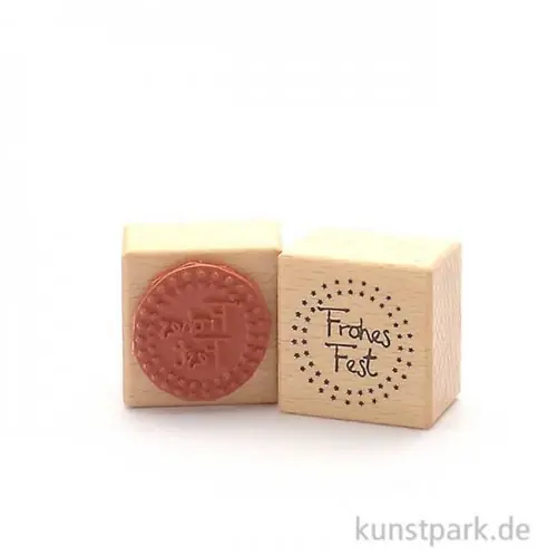 Geprüft Stempel - Frohes Fest im Sternenkranz, 4x4 cm