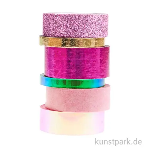 Bestpreis Washi Tape Set - Mixed, Rosa Gold, 6 Stück