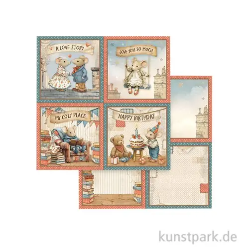 Stamperia Scrappapier - Family 4 Cards, 30,5 x 30,5 cm Ausverkauf
