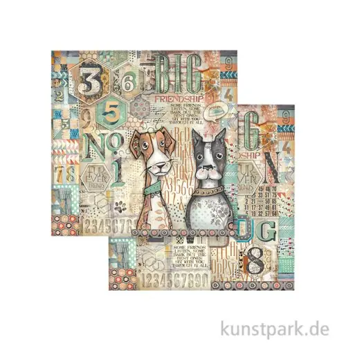 Stamperia Scrappapier - Furry Friends Dogs Numbers, 30,5 x 30,5 cm Ab Werk