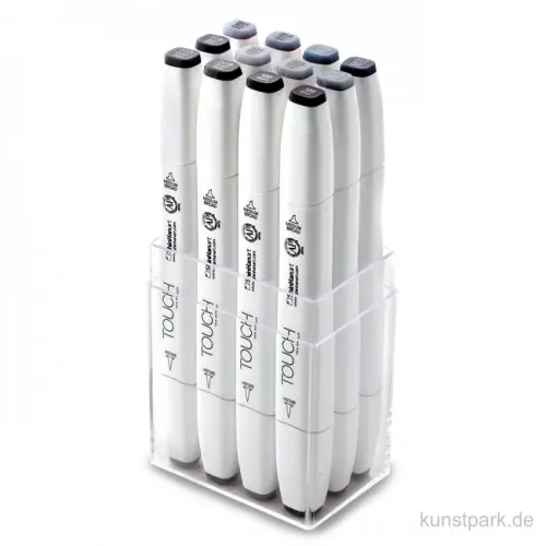 TOUCH BRUSH Marker Set 12er - Blue Green Grey Handgefertigt