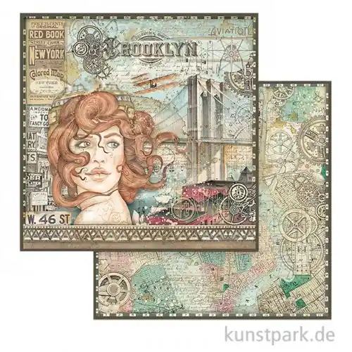 Heißes Angebot Stamperia Scrappapier - Sir Vagabond Aviator Lady 30,5 x 30,5 cm