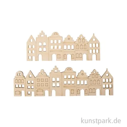 Holzleiste Nordic Häuser, Natur, 10,2 x 4,2 + 13,8 x 4,2 cm, 2 Stück Saisonangebot