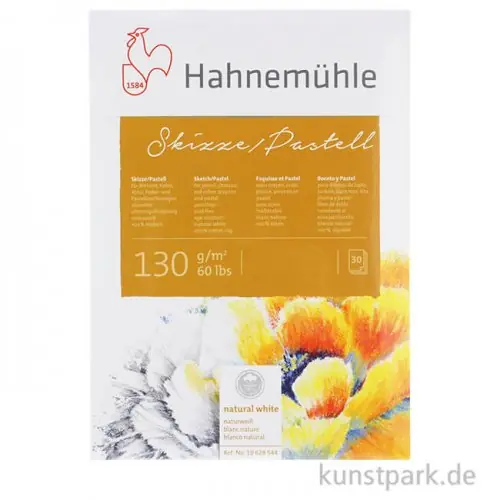 Super-Preis Hahnemühle SKIZZE / PASTELL, 30 Blatt, 130g, 100% Hadern