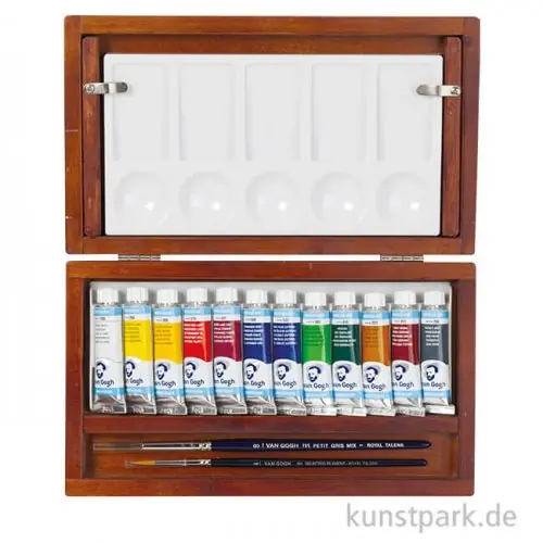 Talens VAN GOGH Aquarell Holzkasten mit 12 Tuben und Zubehör Solange Der Vorrat Reicht