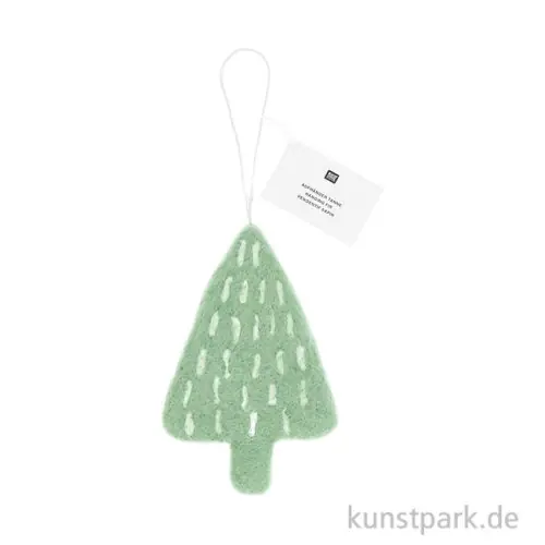 Weihnachtsanhänger Tanne, Handgefilzt, Mint, 10,5 x 6 x 1,3 cm Jetzt Zugreifen