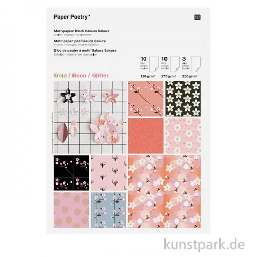 Motivpapier Block - Sakura, 23 Blatt Preis Gesenkt