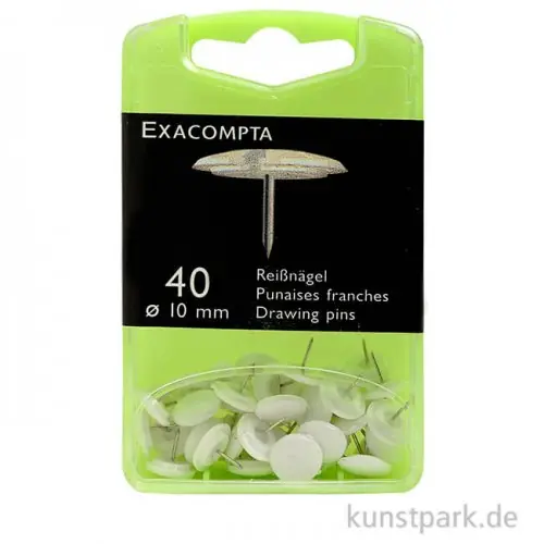 Preisreduziert Reißnägel Weiß, Durchmesser 12 mm, 40 Stück