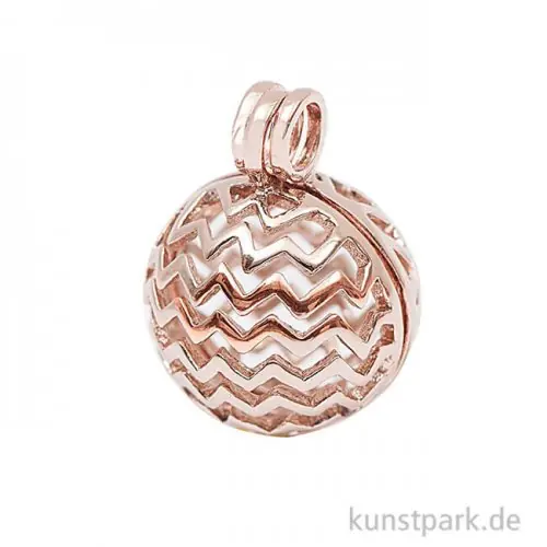 Anhänger Käfig - Zick Zack, Roségold Kostenloser Rückversand
