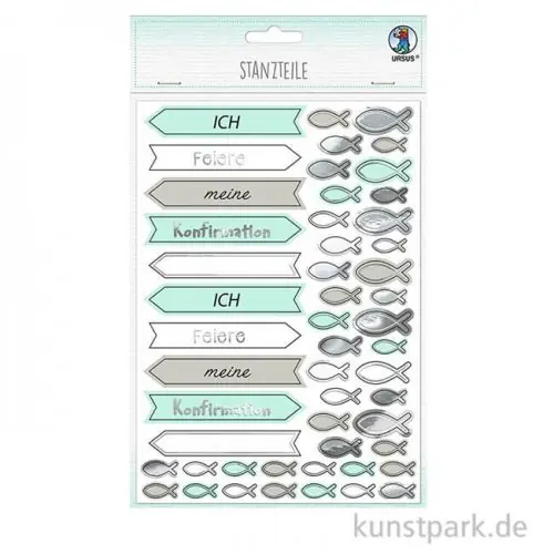 Schneller Versand Stanzteile - Meine Konfirmation, Mint, 312 Stück