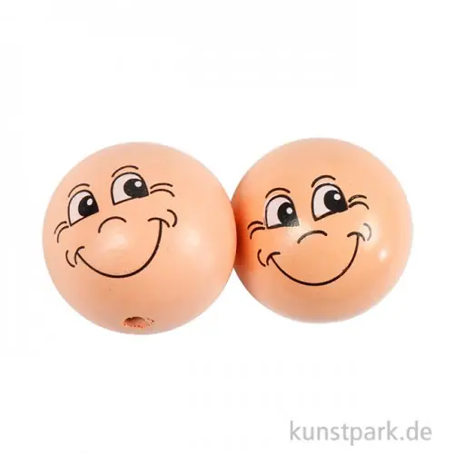 Holzkugeln mit Gesicht, 30 mm Durchmesser, 10 Stück Preis Gesenkt