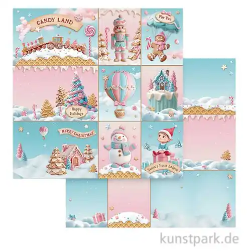 Garantierte Lieferung Stamperia Scrappapier - Candy Christmas Cards, 30,5 x 30,5 cm