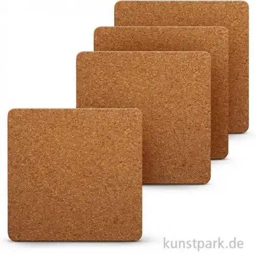 Schnäppchen Kork-Untersetzer - quadratisch, 10x10 cm 0,3 cm Dicke, 4 Stück