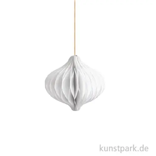 Wabenpapier Tropfen mit Hänger, Weiß, 8 cm, 4 Stück Nur Heute