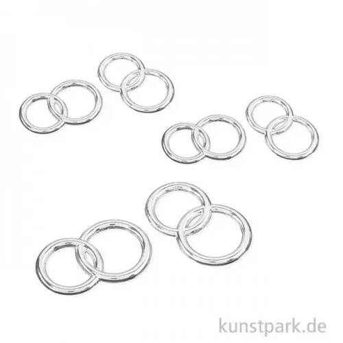 Streuteile - Hochzeit, Ringe, ca. 2 cm, Silber, 6 Stück Bestpreis