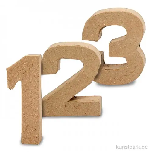Pappmaché-Zahlen - handgearbeitet, Höhe 10 cm, Dicke 2 cm Heißes Angebot