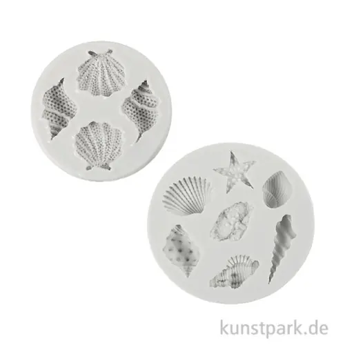 Kostenloser Rückversand Silikonformen, Seestern, Schneckenmuschel, Muscheln, 2 Stück