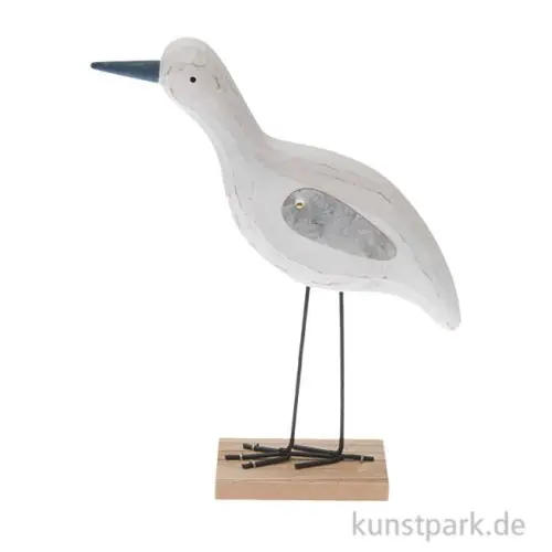 Holzdeko Möwe Aufsteller mit Metall-Flügeln, Weiß, 20 x 12 x 5 cm Großhandel