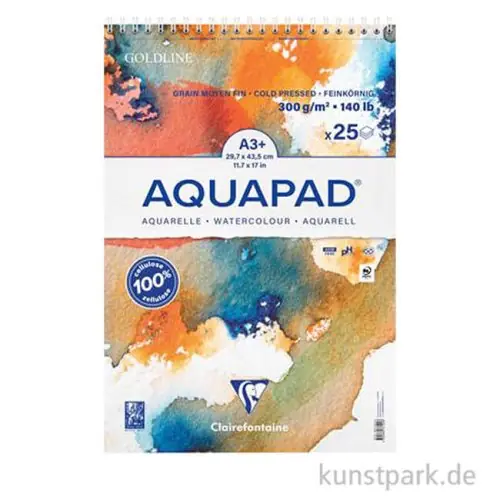 Clairefontaine - Goldline Aquapad Aquarellblock Spiral, 25 Blatt, 300g Versand Am Gleichen Tag