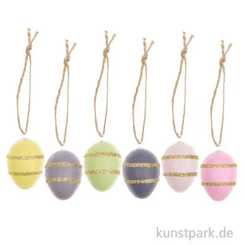 Eier Deko Hänger - Goldstreifen, 6 Stück Solange Der Vorrat Reicht
