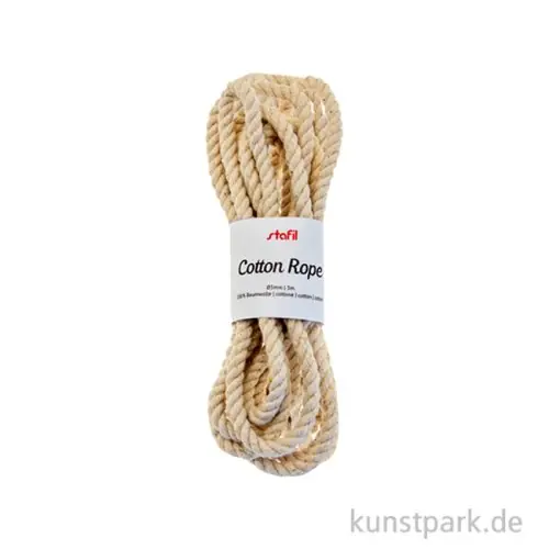 Rabatt Baumwollkordel, Natur, Durchmesser 5 mm, Länge 3 Meter