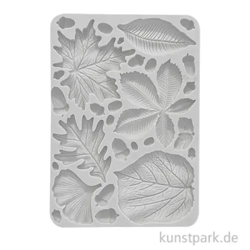 Stamperia Silikon Gießform - Forest Leaves Acorns, A5 Hochwertig