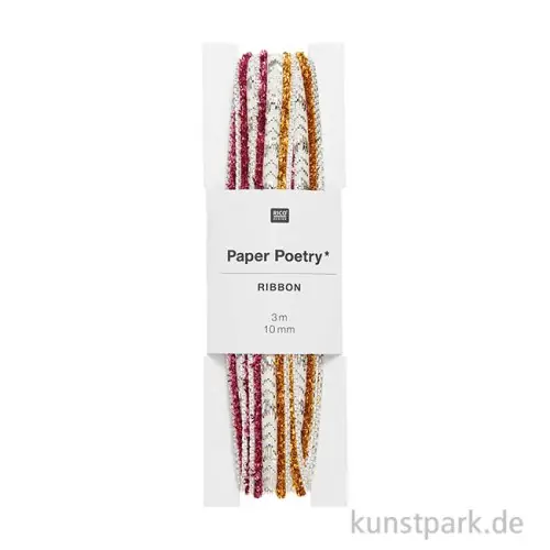 Glitzerband - Zacken, Silber Rot Pink, 10 mm x 3 Meter Preisknaller